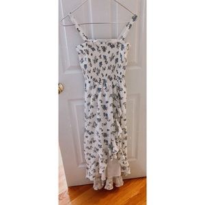 Blue & White Floral Hollister Maxi Dress w/ Slit